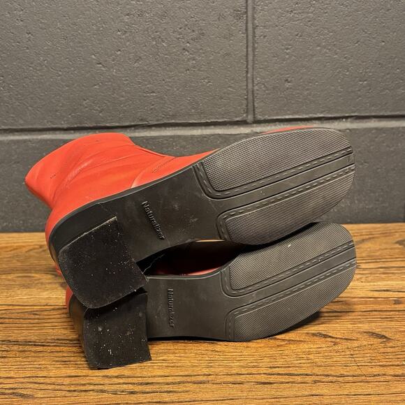 90s Y2K Vintage Naturalizer chunky Red Leather Square Toe Ankle Boots Women’s 6 - Picture 8 of 8